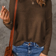 Damen bequemer Strickpullover mit weitem Schnitt und lässiger Silhouette WW