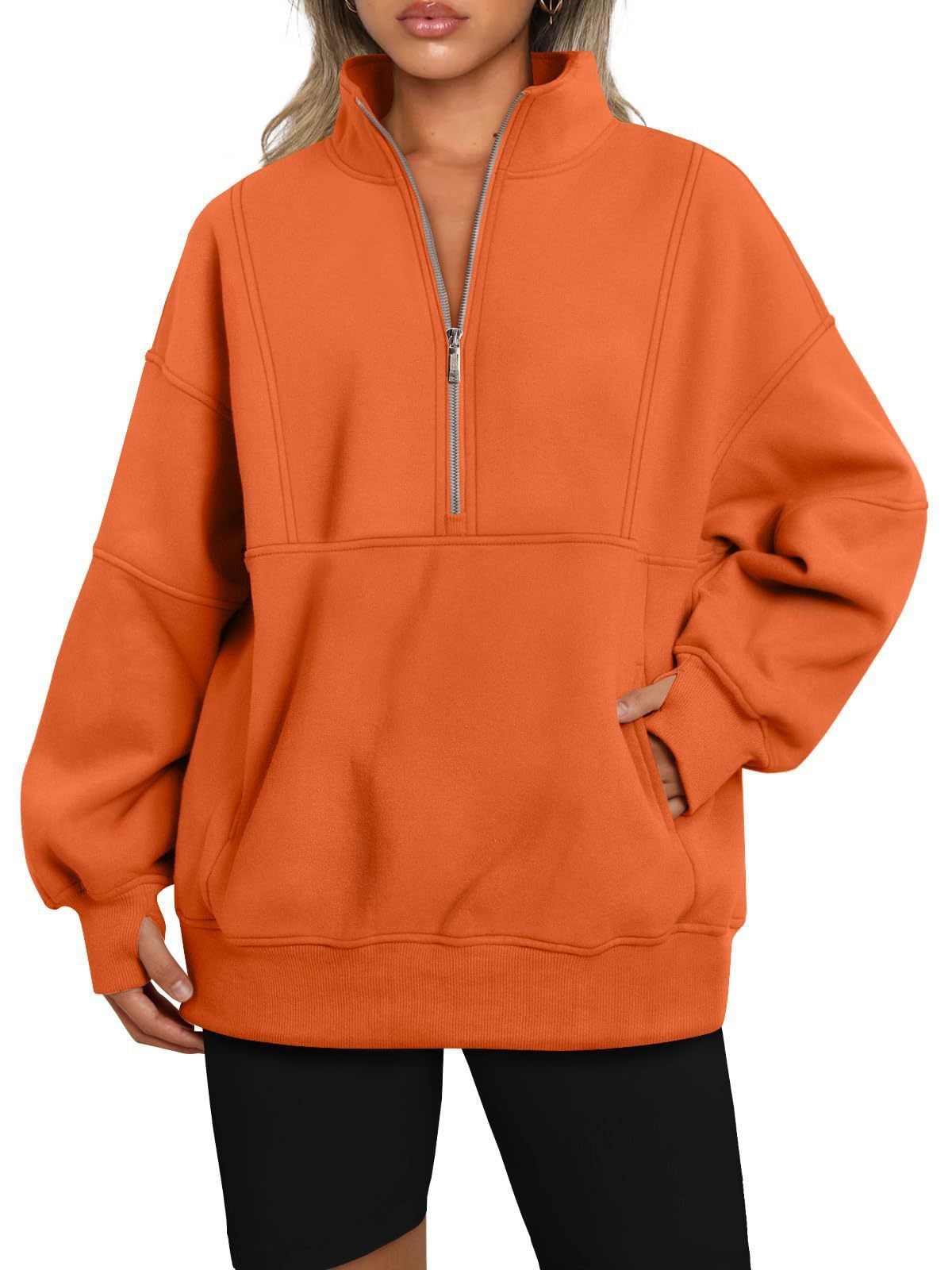 Damen Sportlicher Hoodie mit hohem Kragen und Reißverschluss WW
