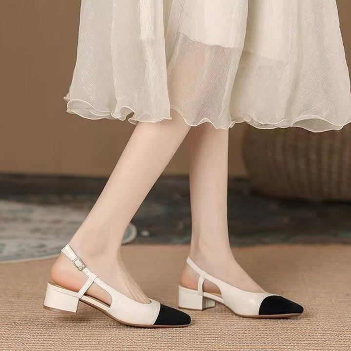 Damen Slingback-Pumps mit komfortablem Blockabsatz und feinem Lederdesign W&W Mode