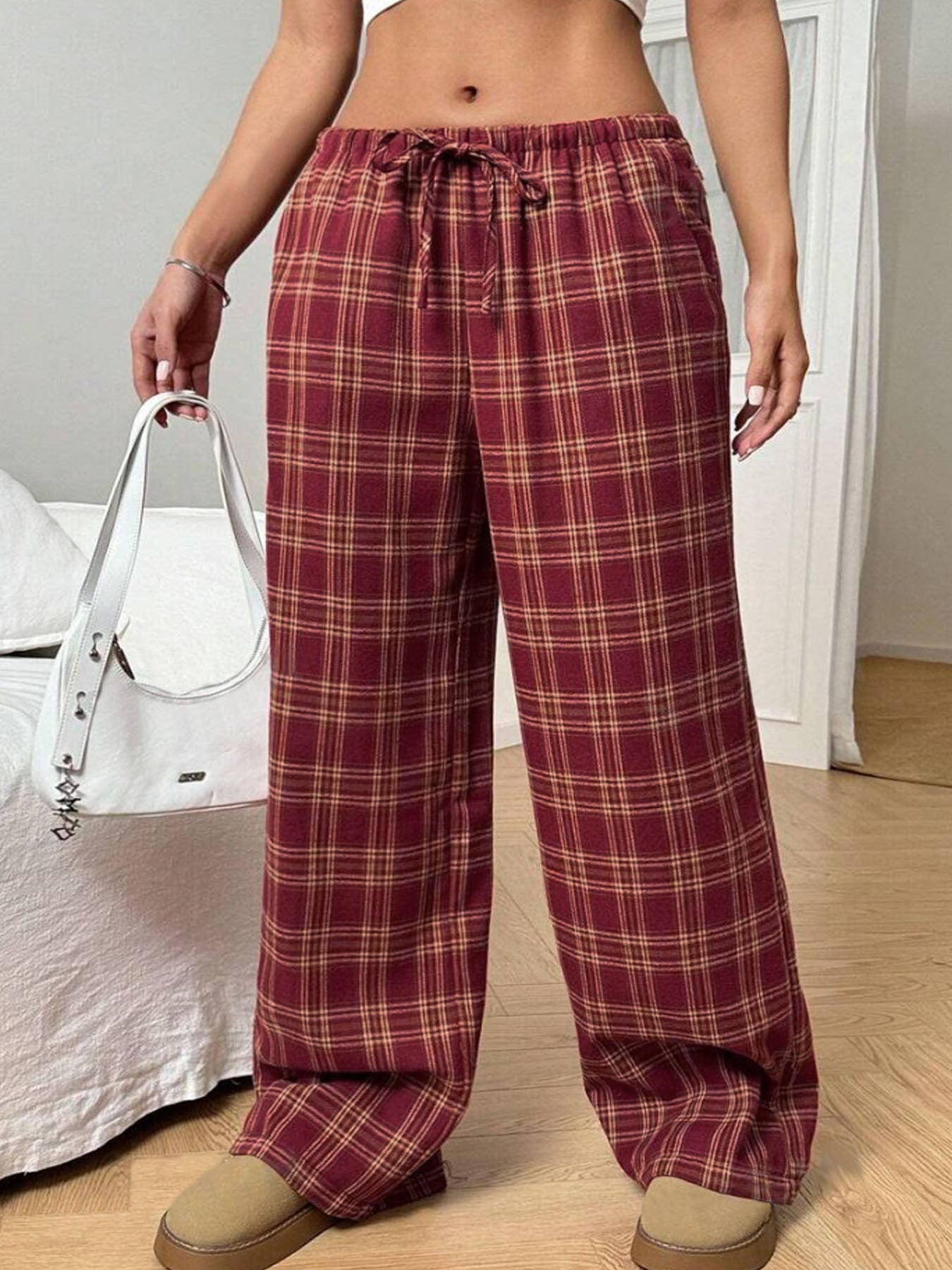 Damen Karierte Freizeithose WW