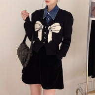 Damen Strickjacke mit großem Schleifendetail WW