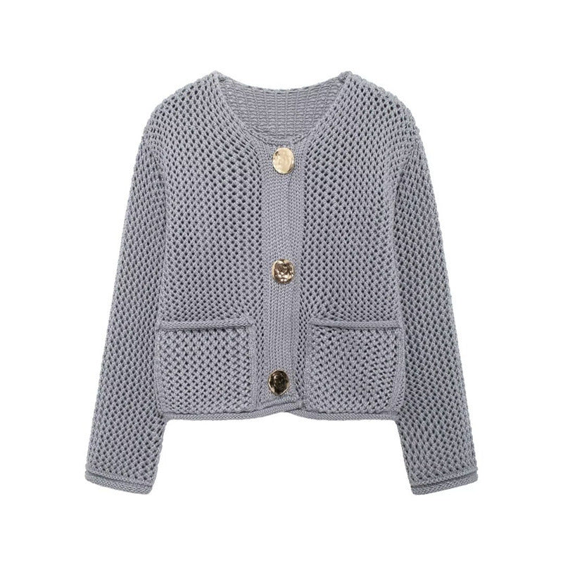 Damen Strickjacke mit offener Maschenstruktur und komfortablen Taschen WW
