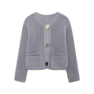 Damen Strickjacke mit offener Maschenstruktur und komfortablen Taschen WW