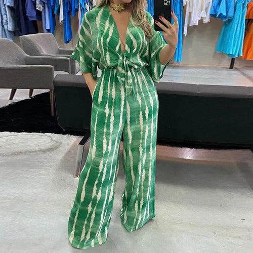 Damen Jumpsuit mit eleganten Kimono-Ärmeln und taillierbarem Bindegürtel W&W Mode