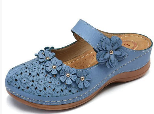 Damen Blütenverzierte Clogs mit ergonomischem Fußbett WW