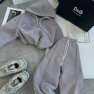 Damen sportliches und bequemes Hoodie-Set mit Gummizug WW