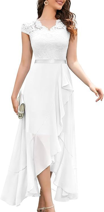 Damen High-Low Spitzen Abendkleid WW