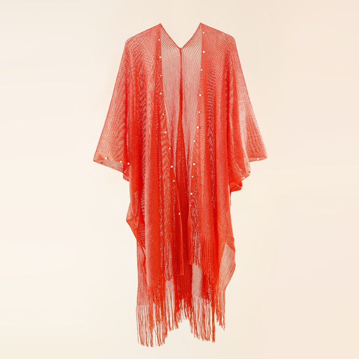 Damen transparenter Kaftan mit fransigen Kanten und elegantem Design W&W Mode