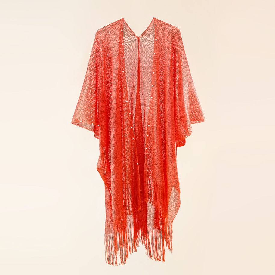 Damen transparenter Kaftan mit fransigen Kanten und elegantem Design WW