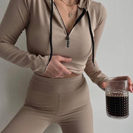 Damen sportlicher Langarm-Body mit Reißverschluss WW