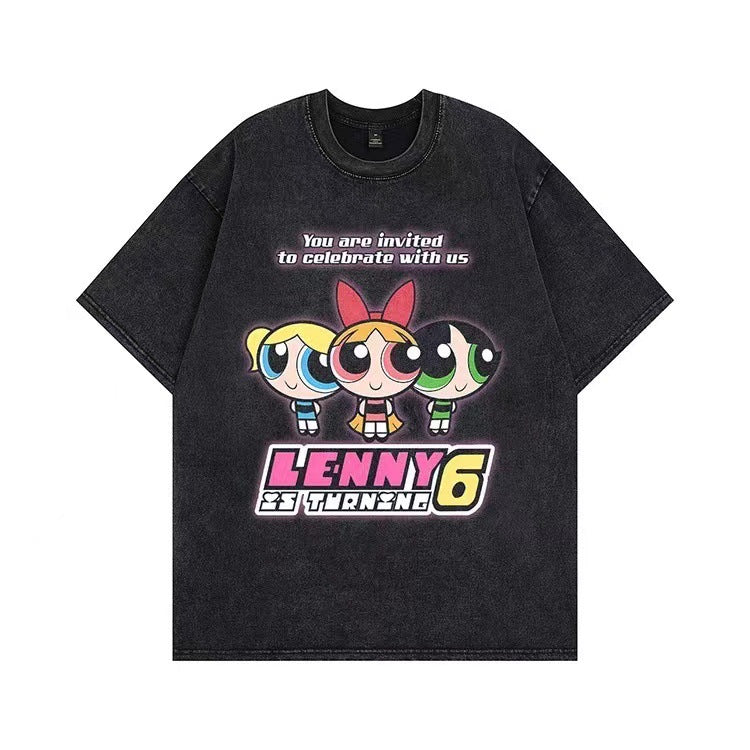 Damen T-Shirt mit angepasstem Powerpuff Girls Grafikdruck WW