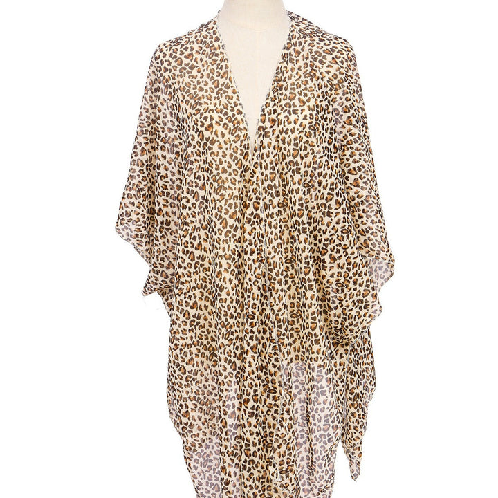 Damen Eleganter Chiffon-Überwurf im Leopardenmuster W&W Mode