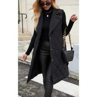 Damen Steppweste mit Taillengürtel und schickem Kragen WW