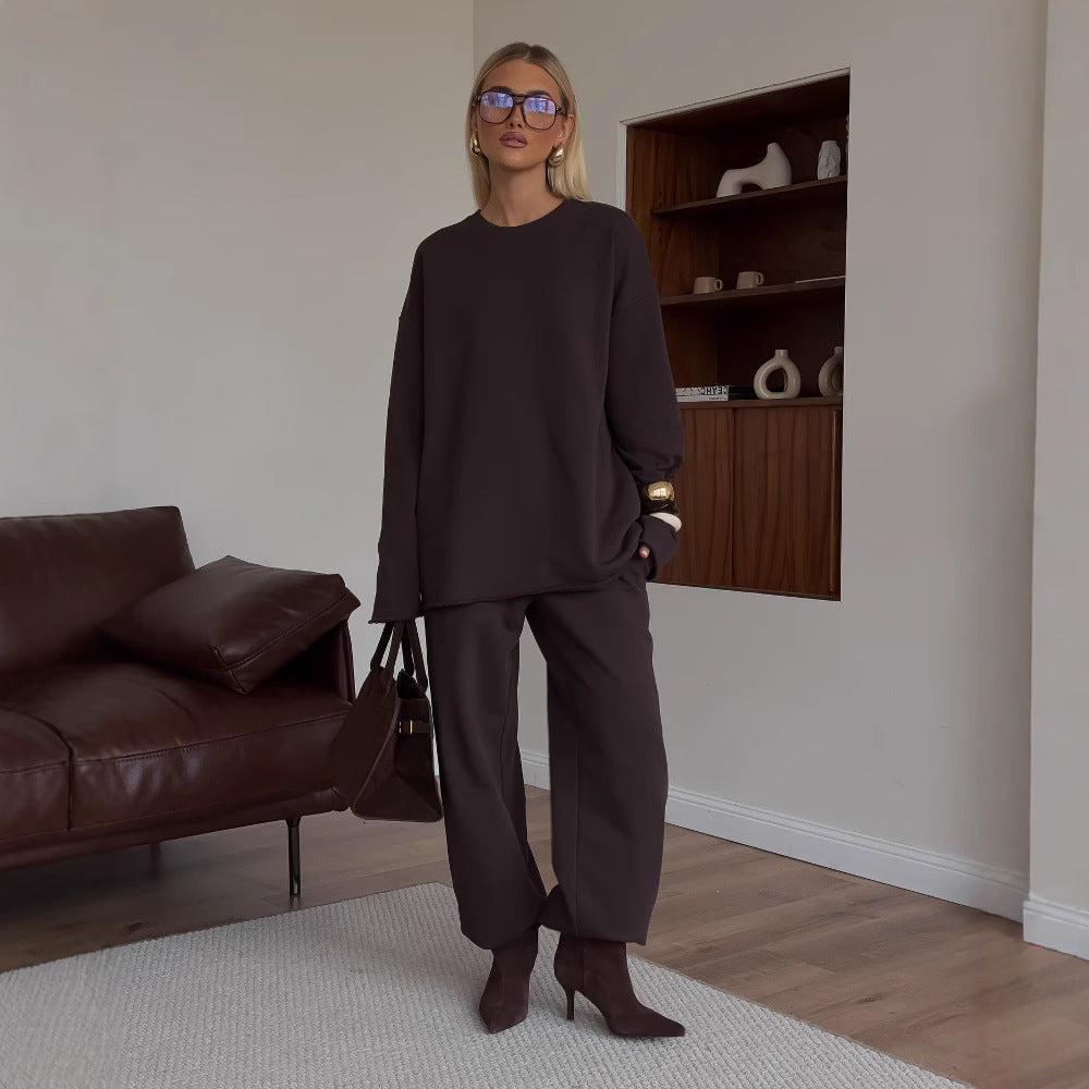 Damen Bequemer und stylischer Oversize Sweat-Anzug mit elastischem Bund WW
