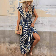 Damen Maxikleid mit elegantem Wickelausschnitt und modischem Schlitz WW