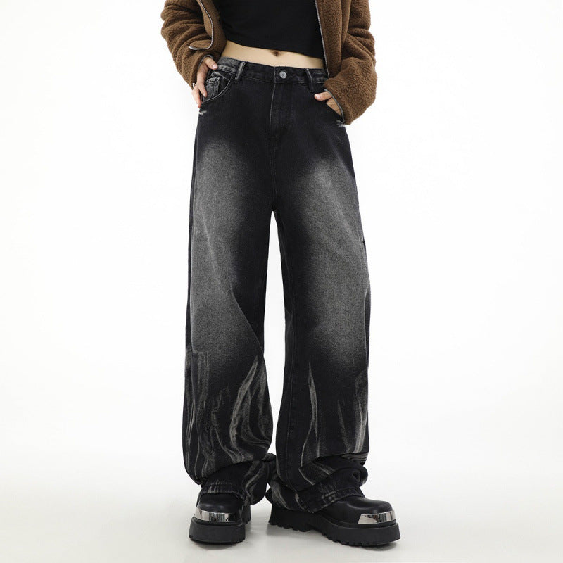 Damen Weite Denim-Hose im modernen Design mit einzigartigen Details WW