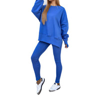 Damen sportliches Set aus ultra-bequemen Oversized-Pullover und figurbetonten Leggings WW