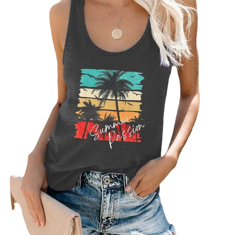 Damen ärmelloses Freizeitshirt mit trendigem Grafikdesign WW