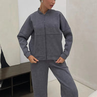 Damen Sportliches Fleece-Set mit durchgehendem Reißverschluss WW