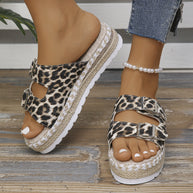 Damen Plattform-Slidesandalen mit doppelter Schnallen-Design WW