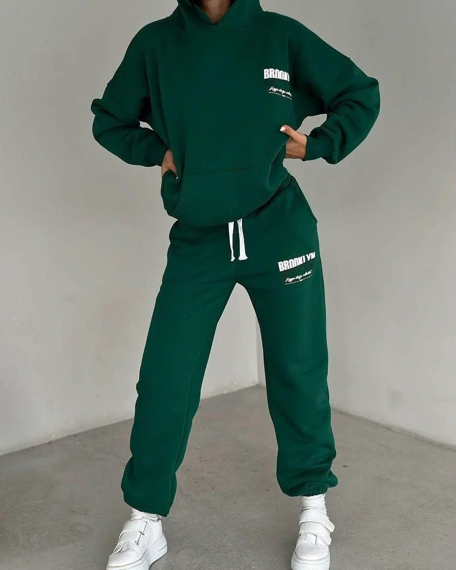 Damen lässiger Fleece-Hoodie und Jogginghose Set mit praktischem Kordelzug und hochwertiger Baumwollmischung WW