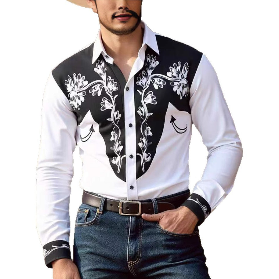Herren Westernhemd mit dekorativem Design und Stickereien WW