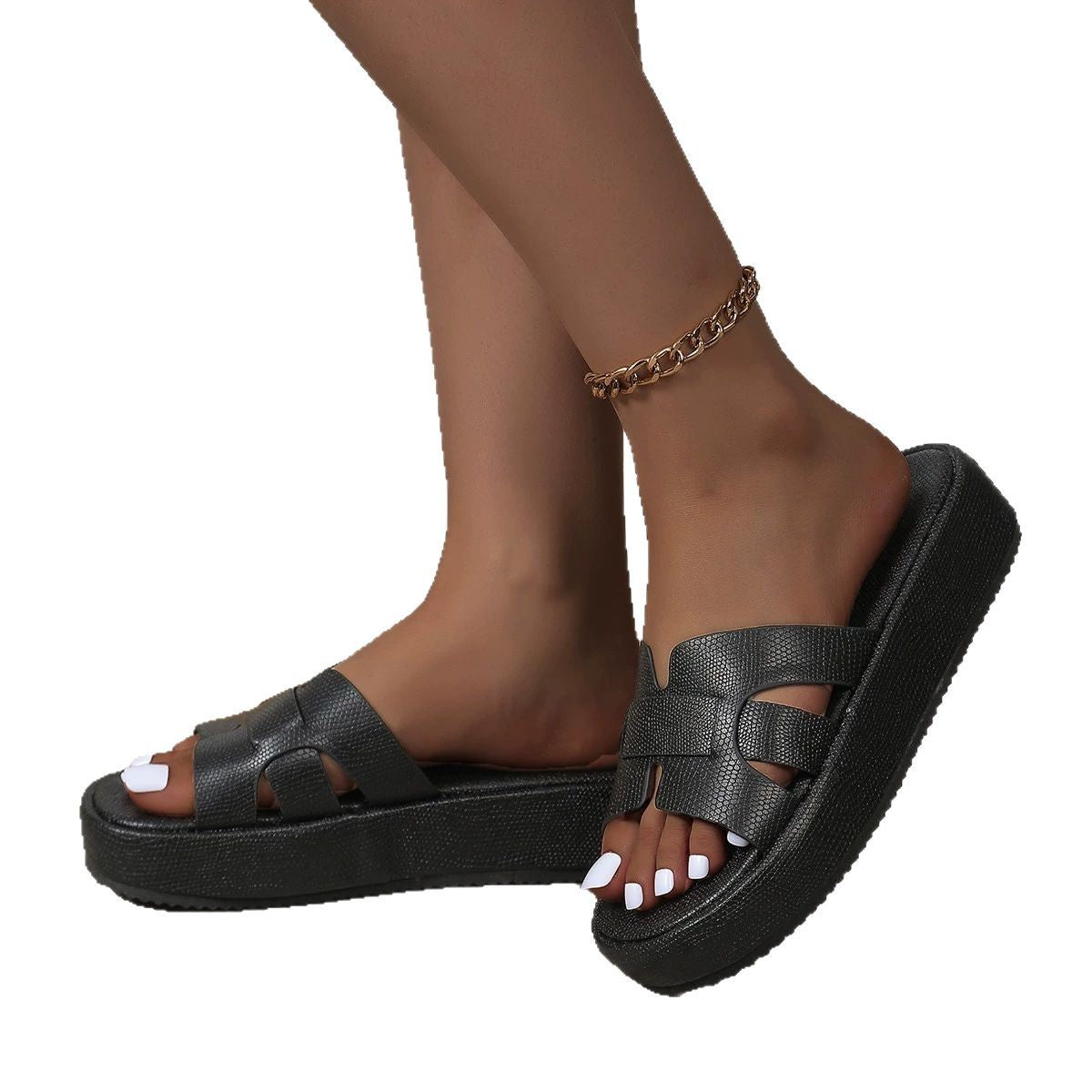Damen Bequeme und modische Flip-Flops mit Plattform WW