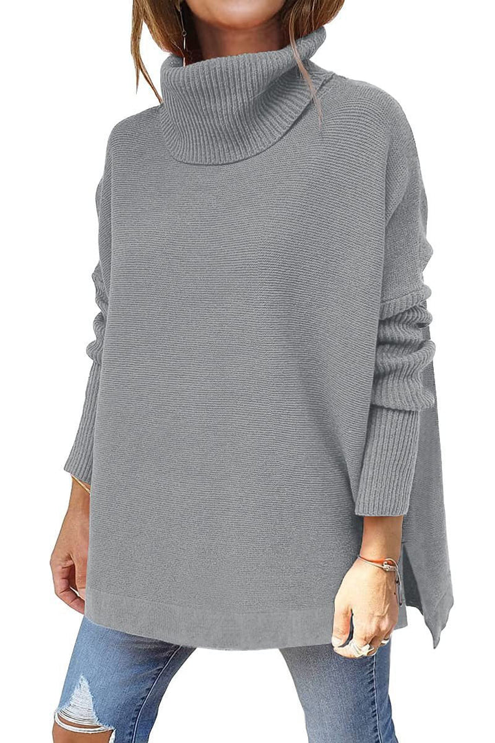 Damen oversize Rollkragenpullover mit strukturiertem Strickdesign W&W Mode