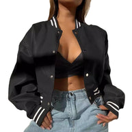 Damen Sportliche Collegejacke im modernen Design mit kontrastierenden Streifen WW