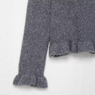 Damen Strickjacke mit dekorativem Kragen und Rüschendetails WW