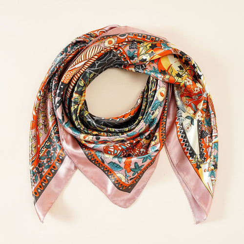 Damen luxuriöser Seidenschal mit kunstvollem floralen Design und schimmerndem Glanz WW