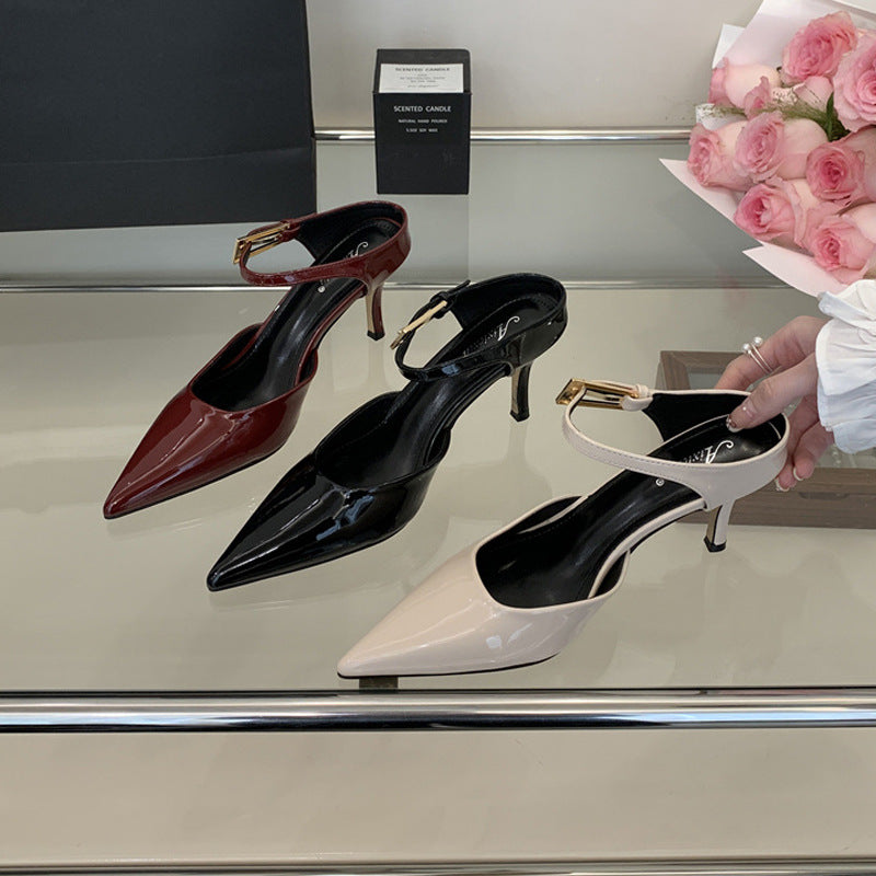 Damen Slingback Pumps mit elegantem Spitzendesign und moderner Metallic-Schnalle WW