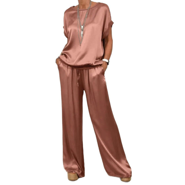 Damen elegantes Lounge-Set mit fließendem Schnitt und elastischem Bund W&W Mode