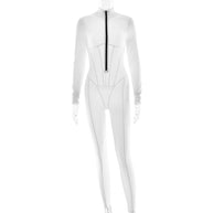 Damen Sportlicher Langarmanzug mit hochwertigem Reißverschluss und figurformendem Design W&W