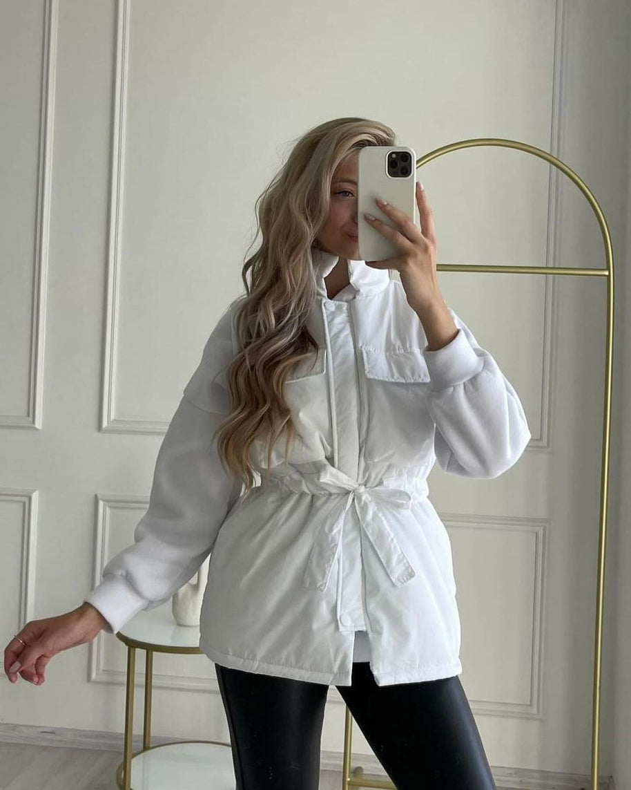 Damen sportliche Weste mit Kapuze und Taillenzug WW