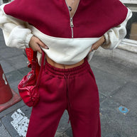 Damen Relaxed-Fit Sweatshirt und komfortable Sporthose Set WW