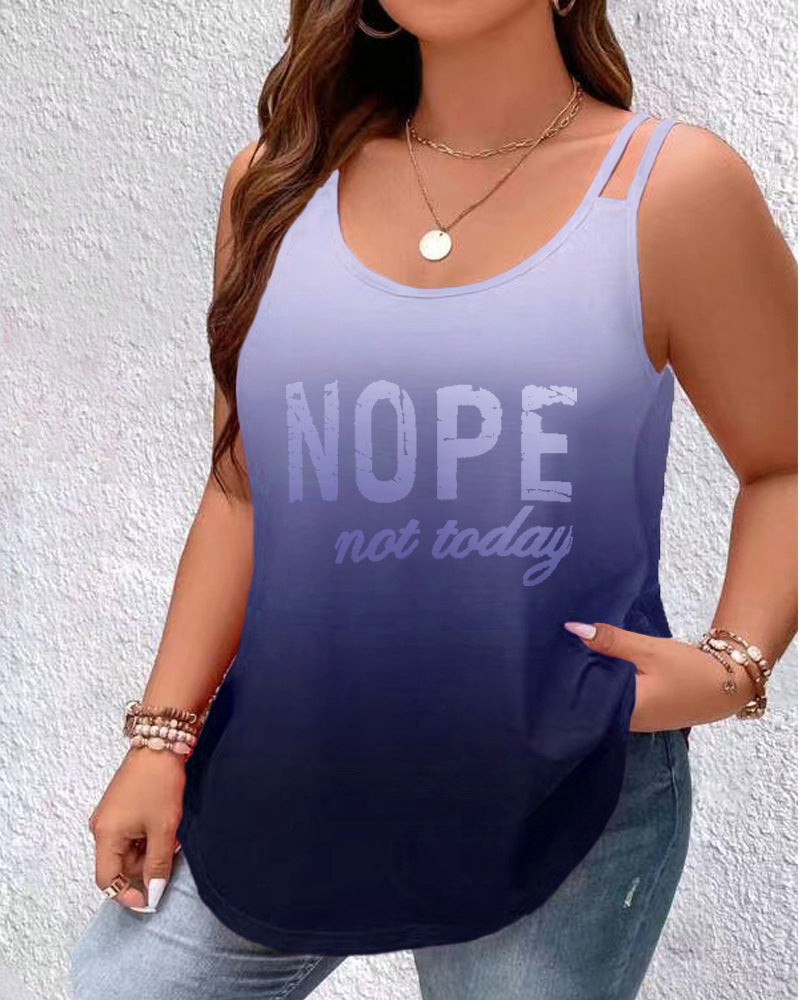 Damen lässiges Tanktop mit modernem Ombre-Effekt und lustigem Statement WW