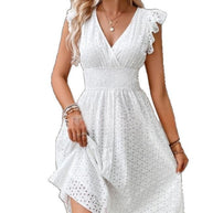 Damen Sommerliches Rüschkleid mit Waffelstruktur WW