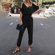 Damen Eleganter Overall mit rüschendetails und praktischem Gummizug W&W