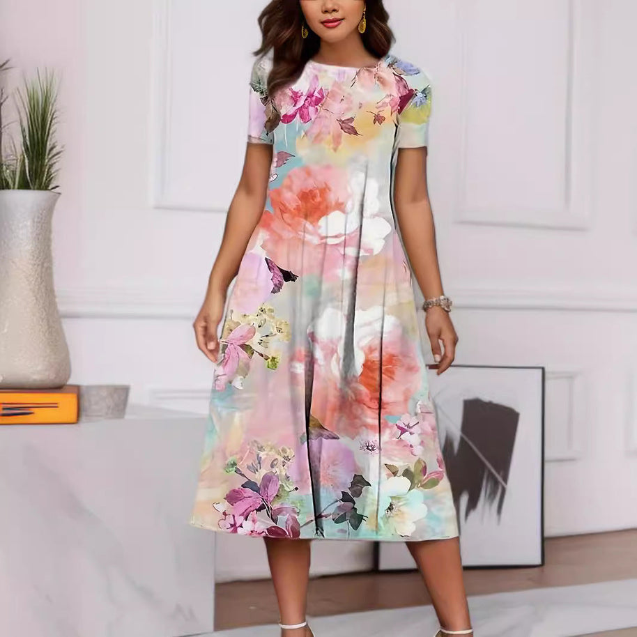 WW | Floraler Print Frühling Sommer Kurzarmkleid