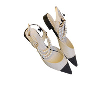Damen Sling-Pumps mit eleganter Perlenapplikation und spitz zulaufender Form WW