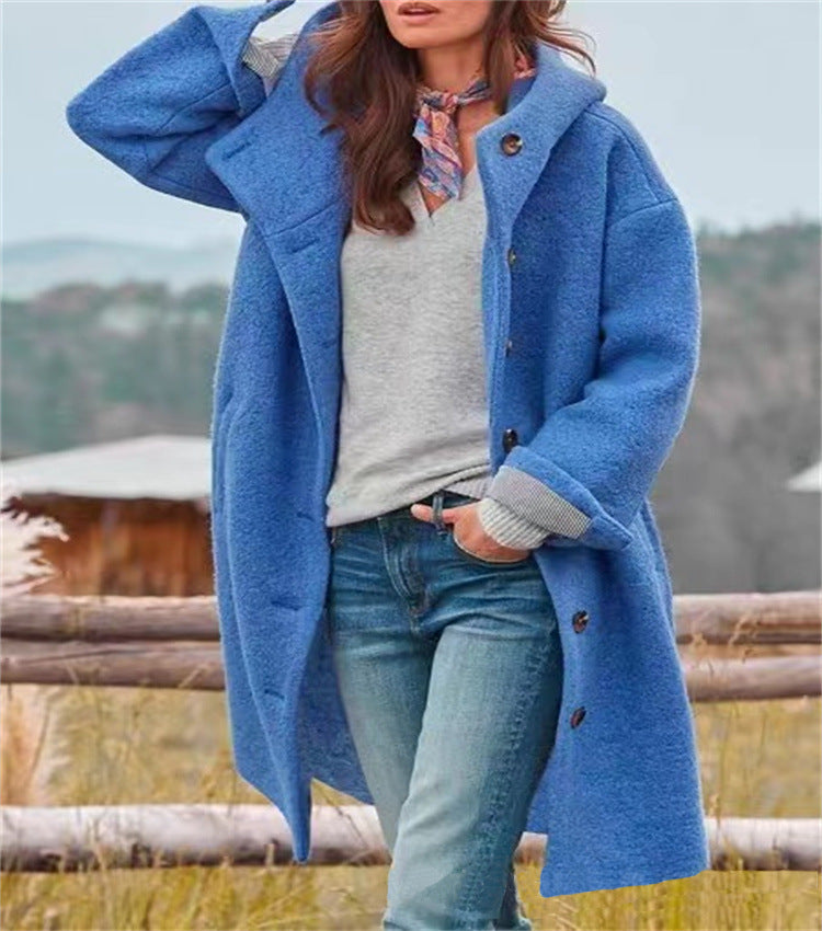 Damen Lange Wolle-Mix Jacke mit weichem Innenfutter und praktischen Taschen WW