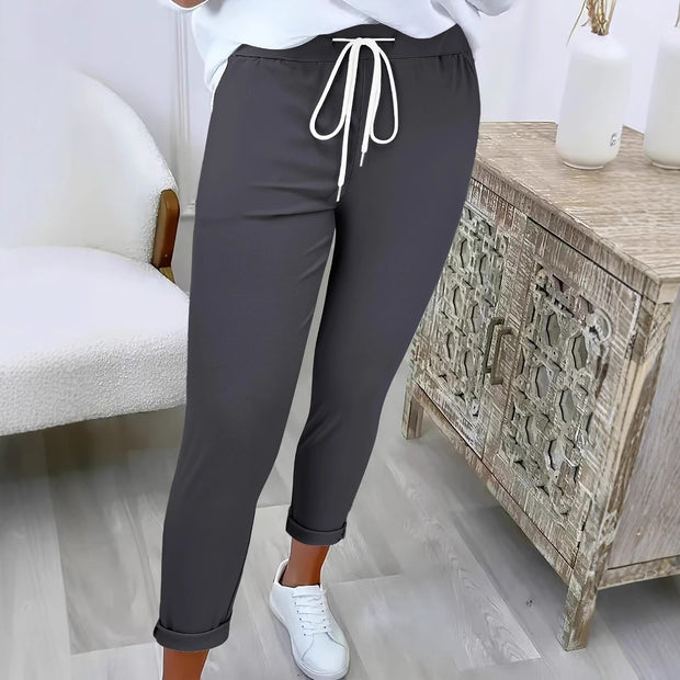 Damen Bequeme Freizeithose mit verstellbarem Taillenbund und lässigem Schnitt WW