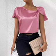 WW | Satin Twist einfarbiger lockerer vielseitiger Top