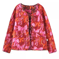 Damen Steppjacke mit verspieltem Schleifenmuster WW