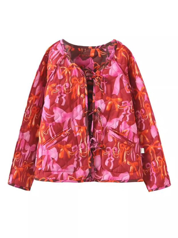 Damen Steppjacke mit verspieltem Schleifenmuster WW