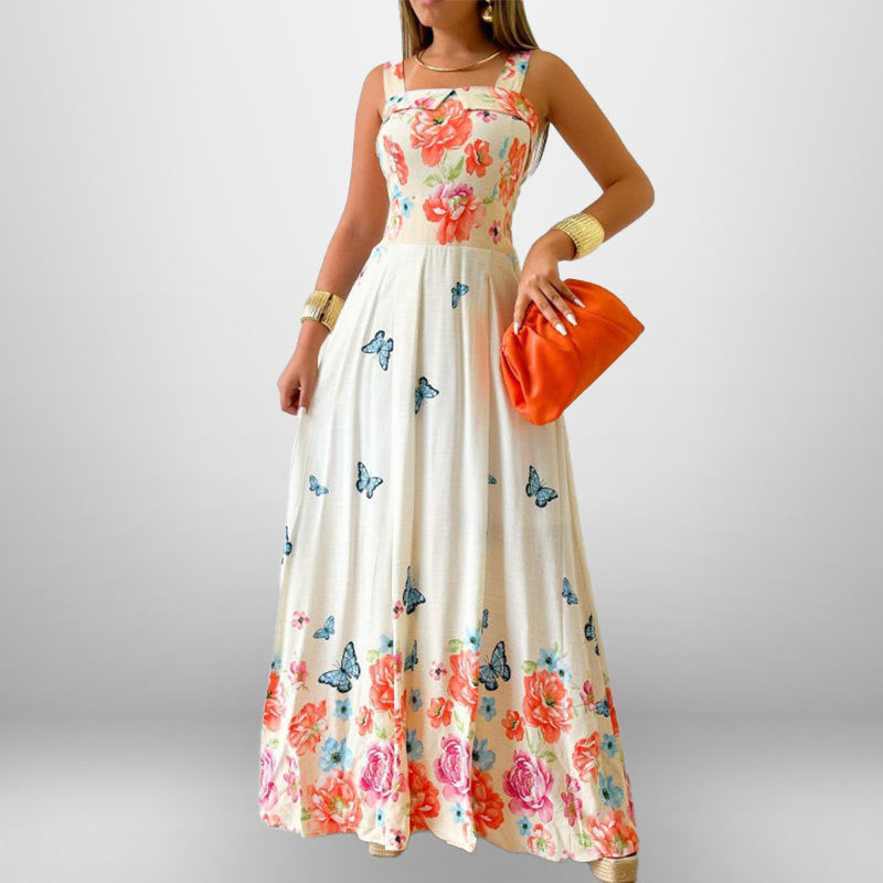 Damen Maxikleid mit floralem Design und verstellbaren Trägern W&W Mode