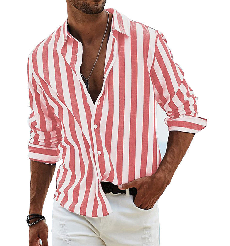Herren Leinenhemd mit stylischem Streifenmuster und lässigem Schnitt WW
