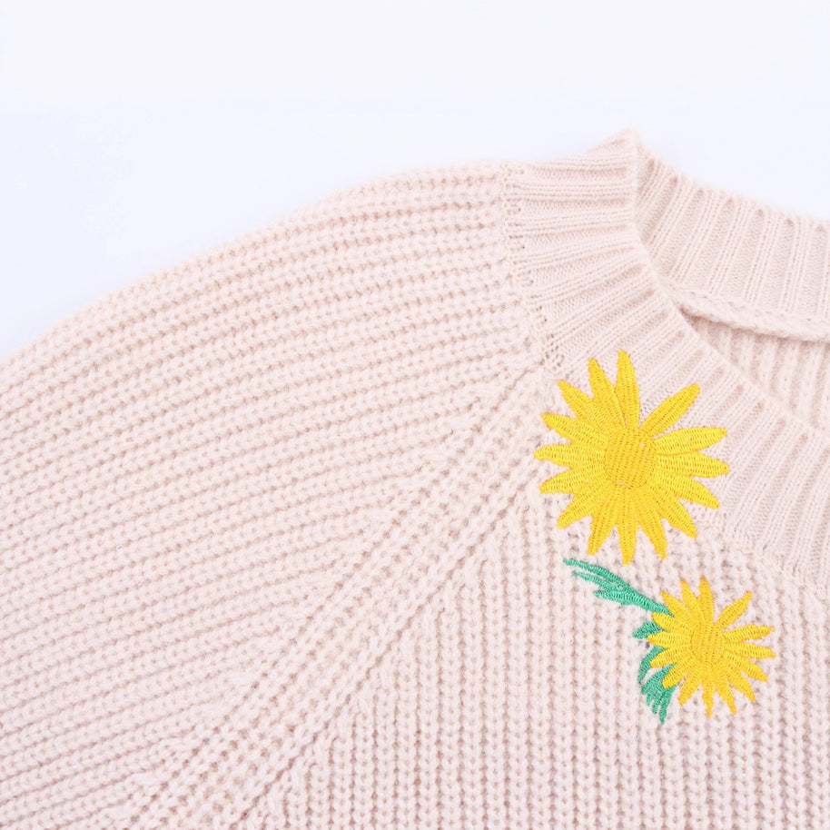 Damen Strickjacke mit Blumenstickerei WW