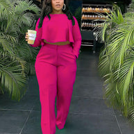 Damen stilvolles cropped Set mit weitem Hosenbein WW